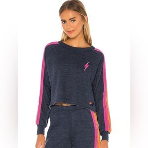 Aviator Nation Bolt Cropped Classic Crewneck  size S